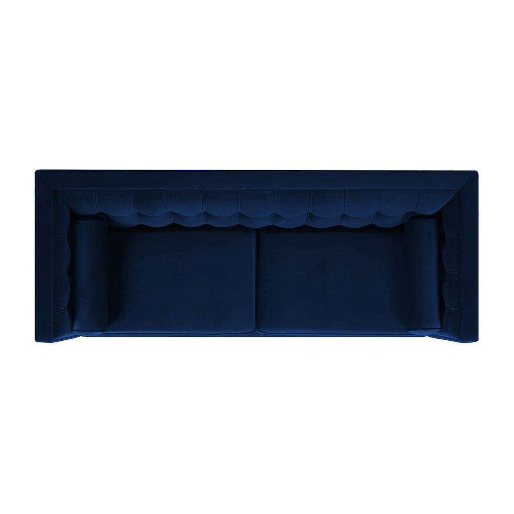 84" Navy Blue Velvet Tufted Sofa F8852