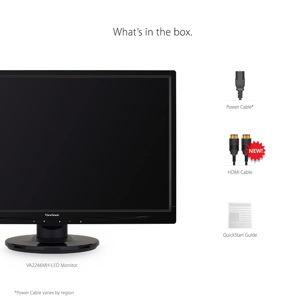 22 Inch Full HD 1080p LED Monitor with HDMI and VGA Inputs, Black R130