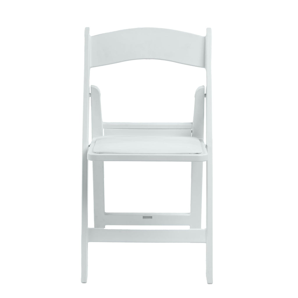 White Resin Folding Chairs with Cushion, 10 Pack Y2450