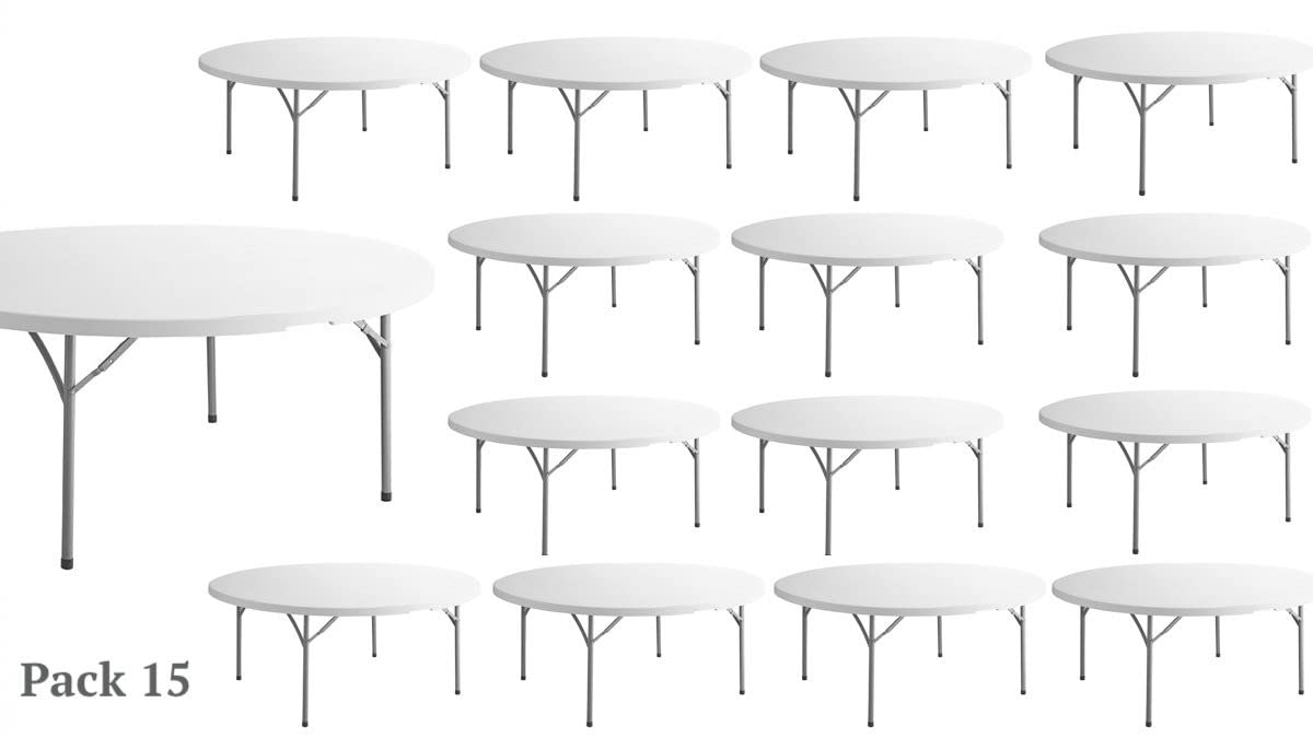 White 6-ft Plastic Folding Round Table B397