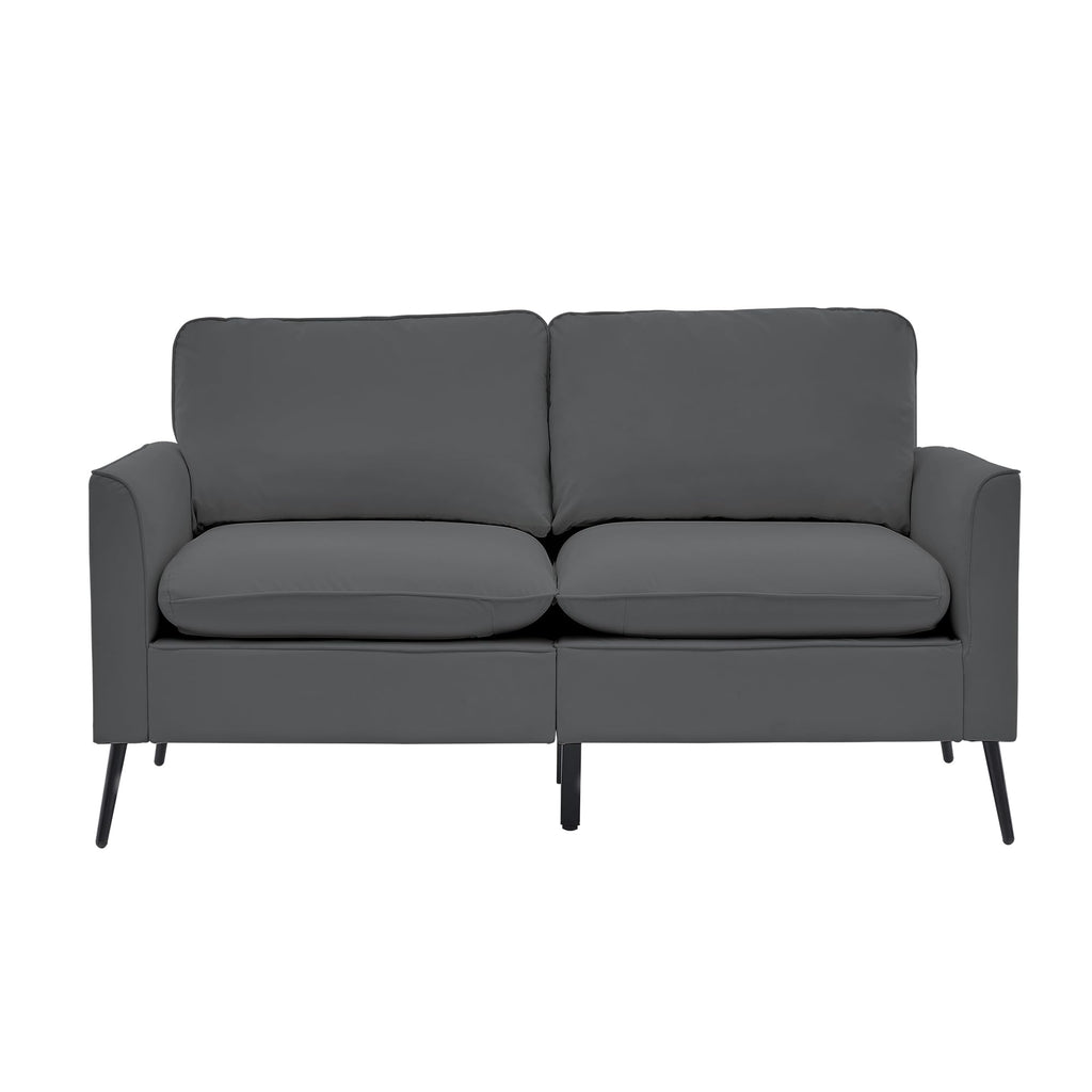 Light Gray Leather Upholstered Sofa Loveseat Two-Pack X356