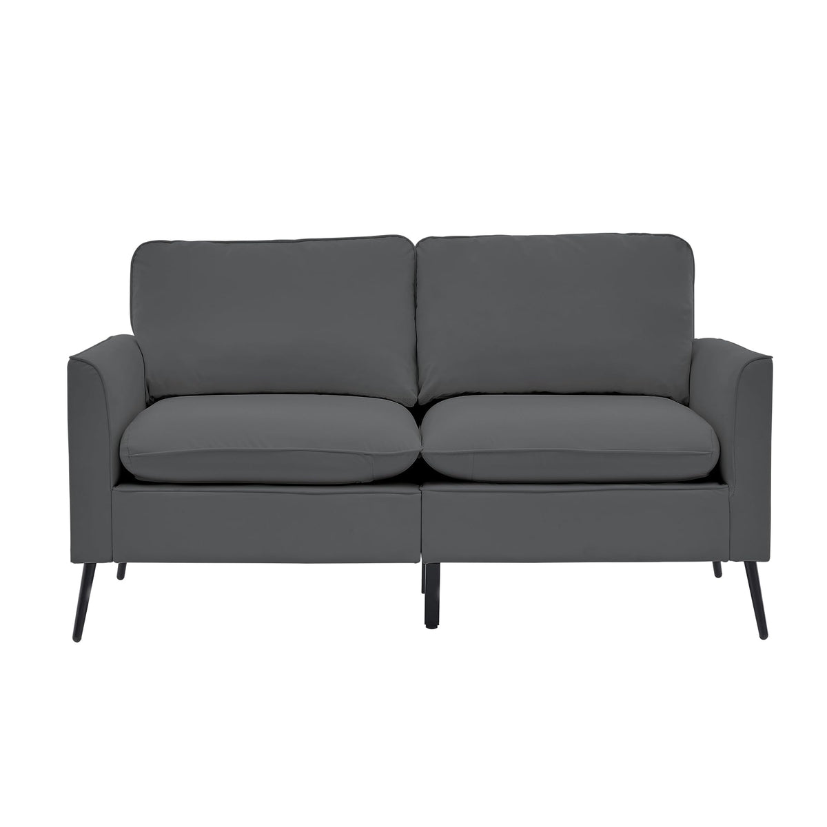 Light Gray Leather Upholstered Sofa Loveseat Two-Pack X356