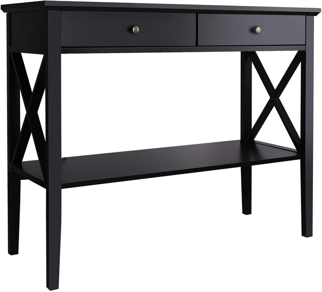 39" Entryway Table with Drawers and Storage Shelf W115