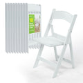 White Resin Folding Chairs with Cushion, 10 Pack Y2450