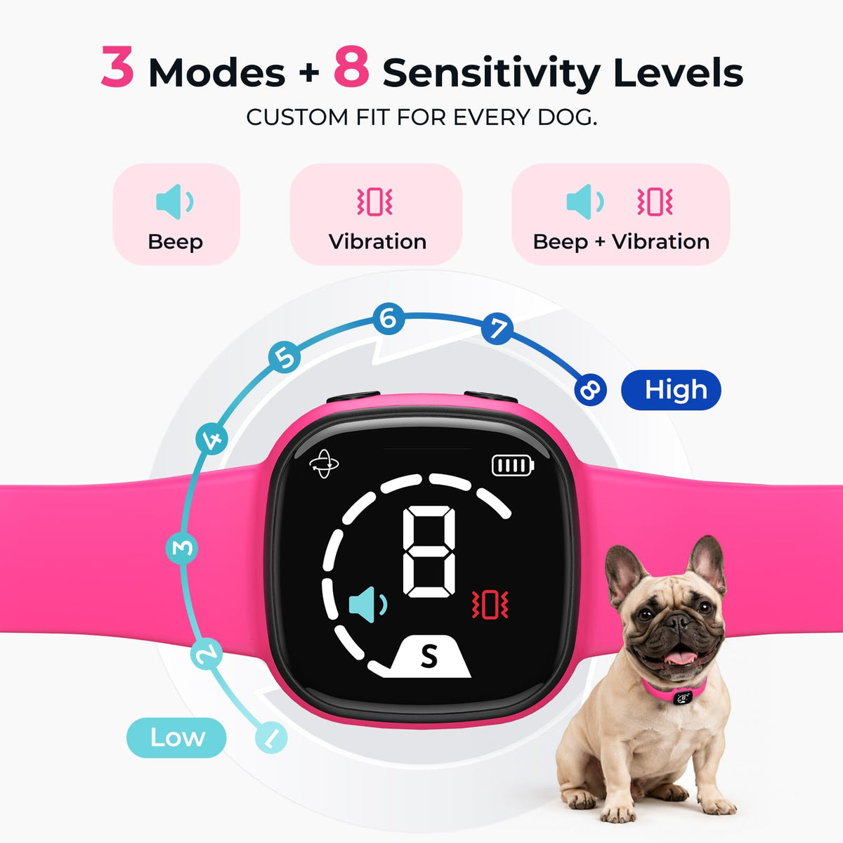 No Bark Collar with Silicone Strap, Pink E10431