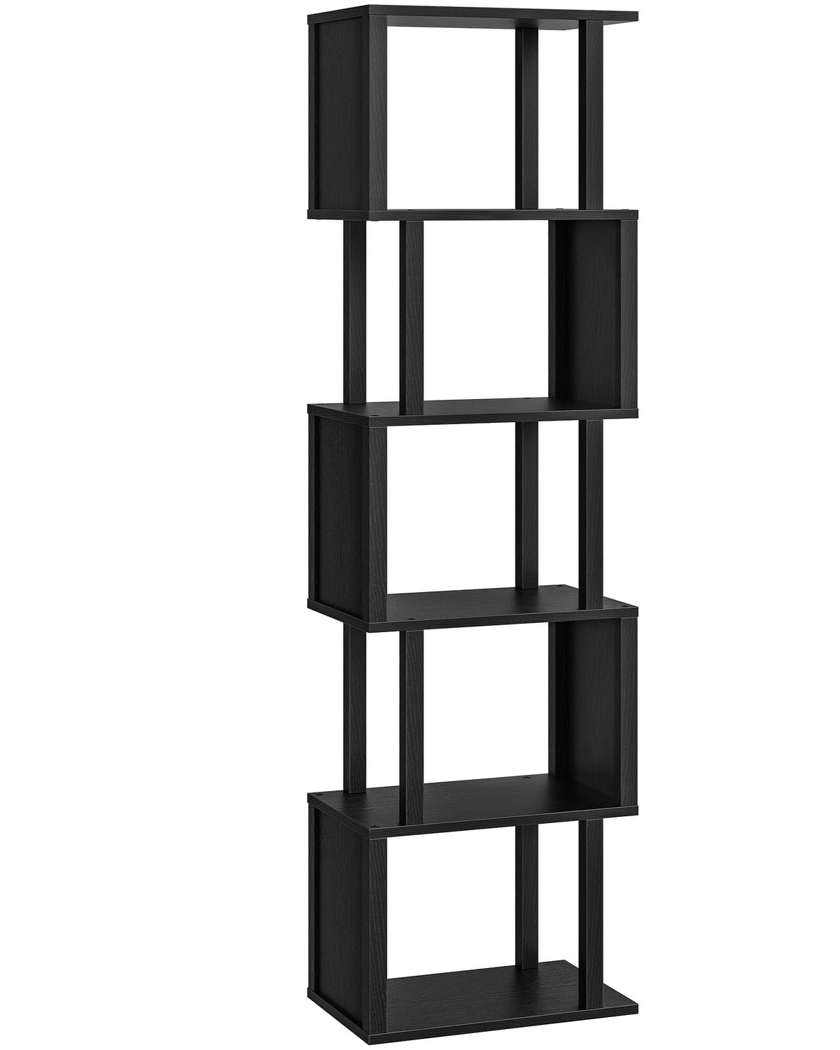 Black 5-Tier Bookshelf with Anti-Tip Kit V859