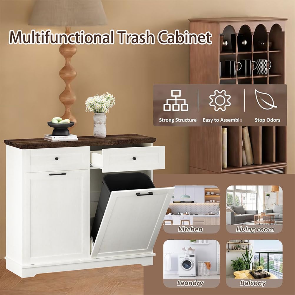 Double Tilt Out Trash Cabinet, Antique White L19656
