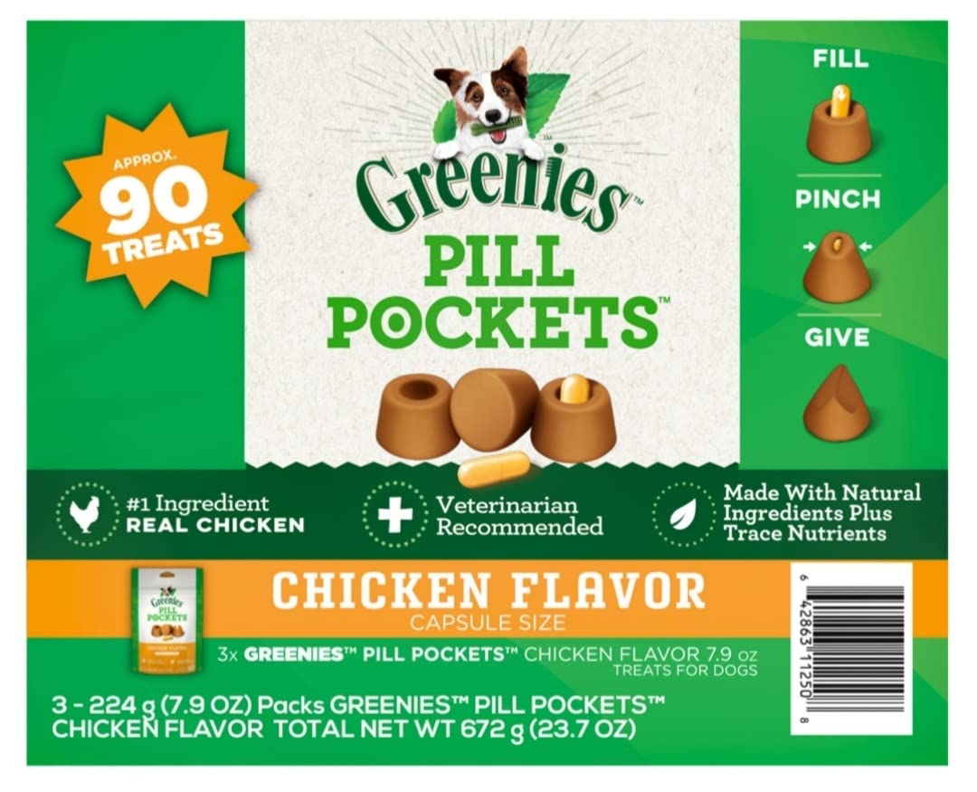 Chicken Flavor Pill Pockets Treats for Dogs 23.7 Oz Z92149