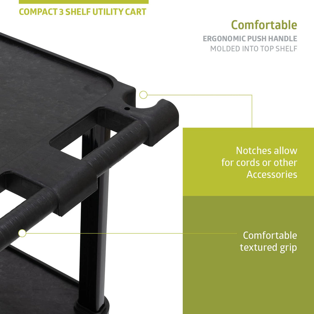 3-Tier Plastic Utility Cart with Lockable Wheels D230