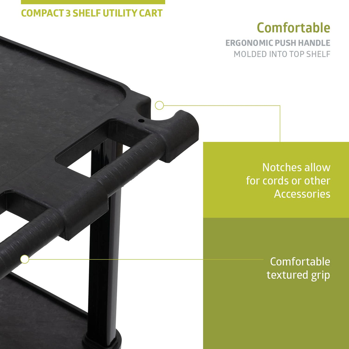 3-Tier Plastic Utility Cart with Lockable Wheels D230