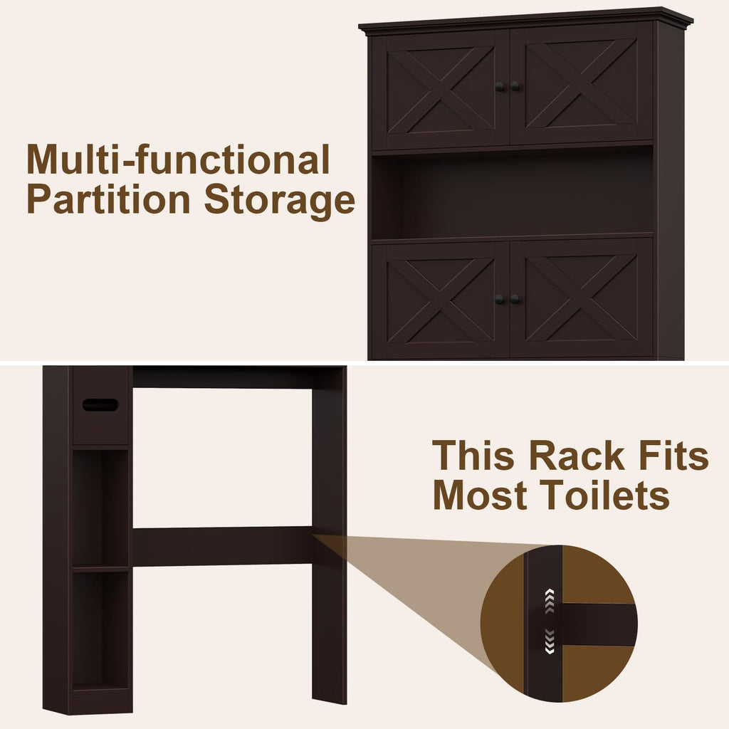 Over The Toilet Storage Cabinet with Doors & Paper Holder U53333