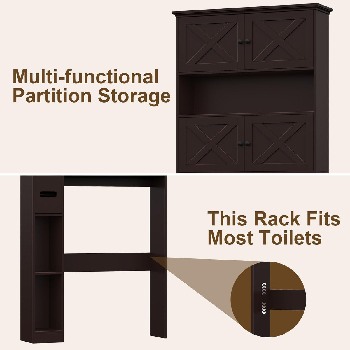 Over The Toilet Storage Cabinet with Doors & Paper Holder U53333