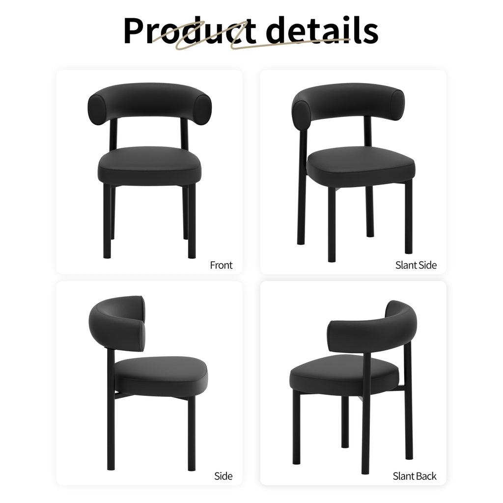 Black Faux Leather Dining Chairs Set of 4 C792640