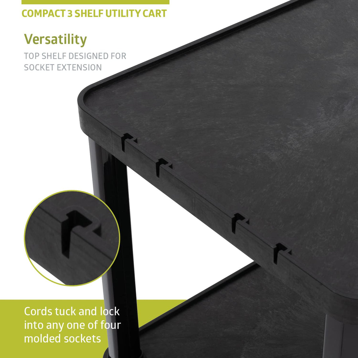 3-Tier Plastic Utility Cart with Lockable Wheels D230