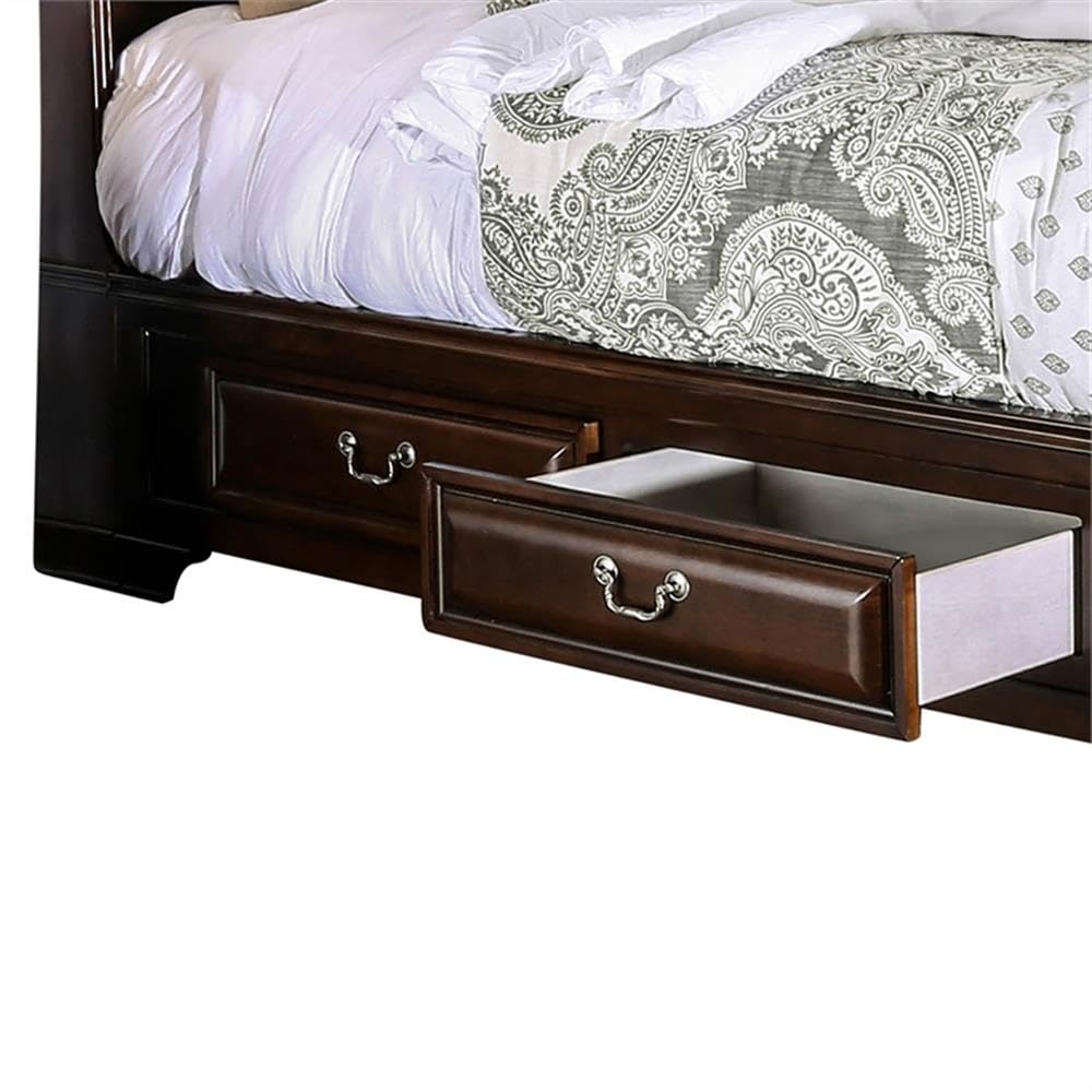 Brown Cherry California King Storage Bed with 4 Drawers R90791
