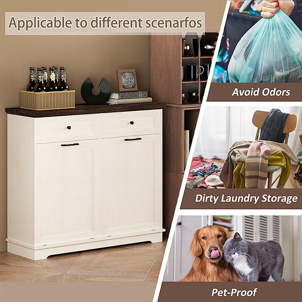 Double Tilt Out Trash Cabinet, Antique White L19656