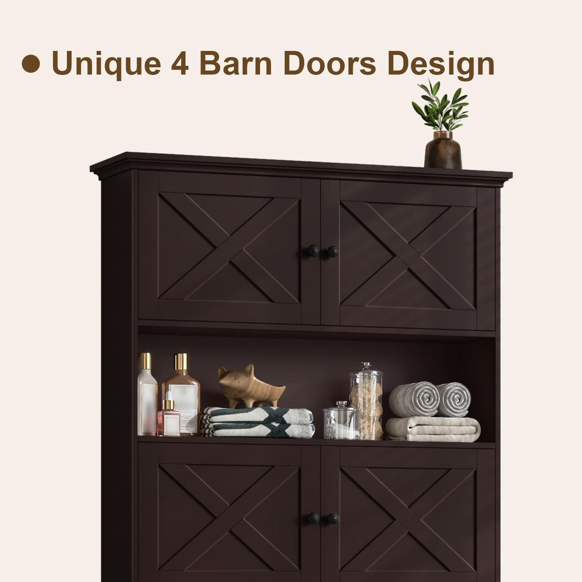 Over The Toilet Storage Cabinet with Doors & Paper Holder U53333