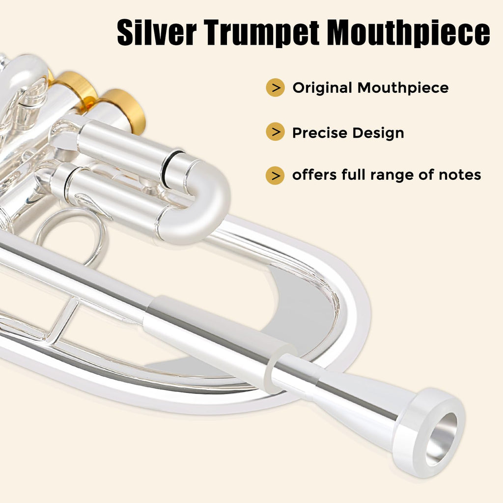 Bb Trumpet Brass Instruments Set with 7C Mouthpiece, Cloth and Gloves V5657