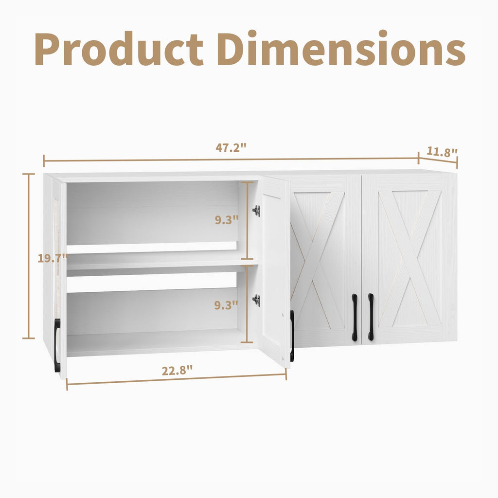 White Wall Mounted Storage Cabinet with 4 Barn Doors R99139