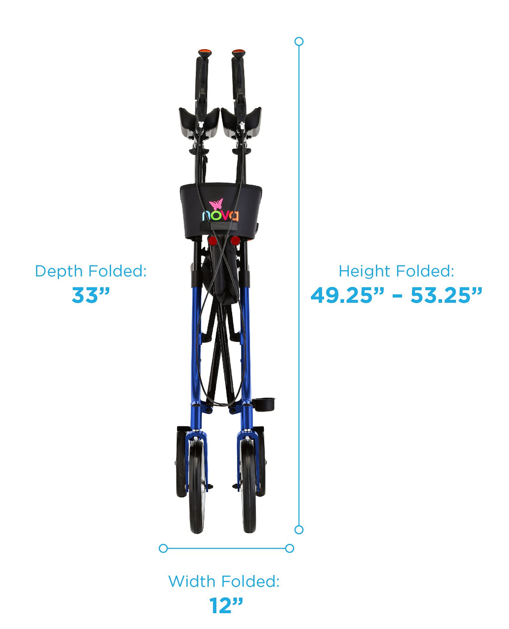 Blue Upright Rollator Walker with 10 Inch Front Wheels Z409
