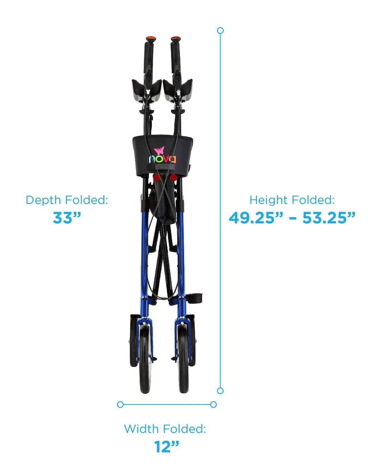 Blue Upright Rollator Walker with 10 Inch Front Wheels Z409