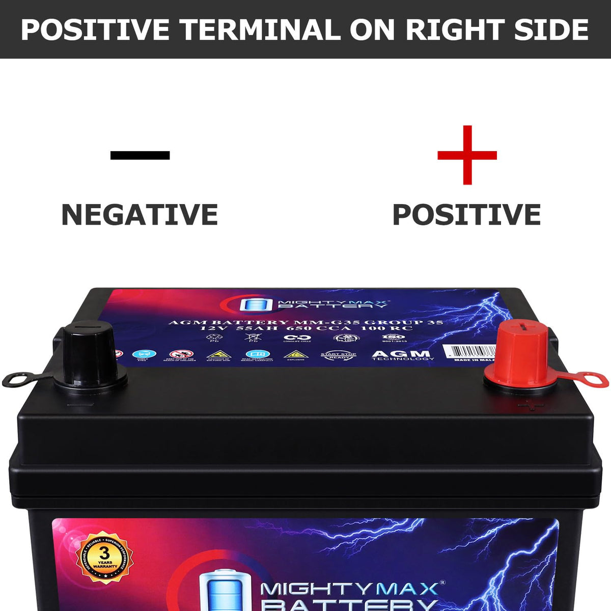 12V 55Ah AGM Replacement Battery B710837