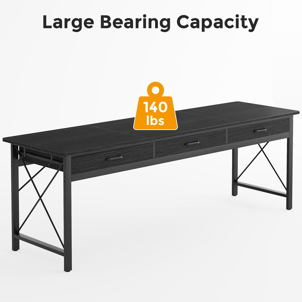 78.7 inch Black Computer Desk with 3 Drawers Z448