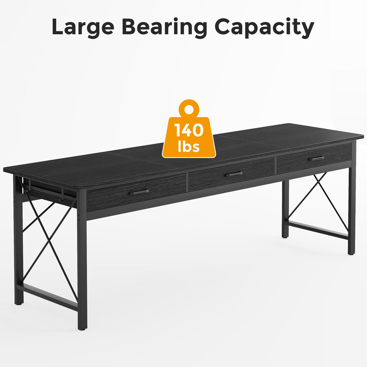 78.7 inch Black Computer Desk with 3 Drawers Z448
