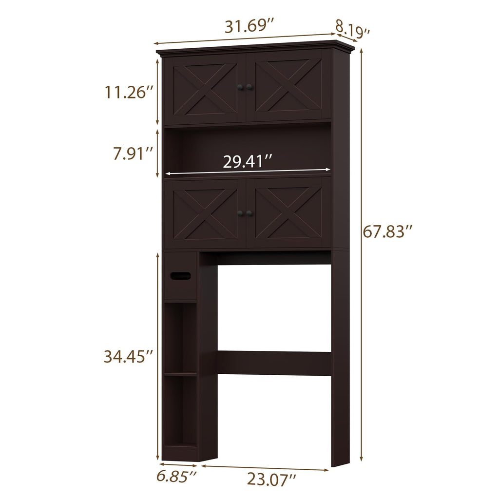 Over The Toilet Storage Cabinet with Doors & Paper Holder U53333