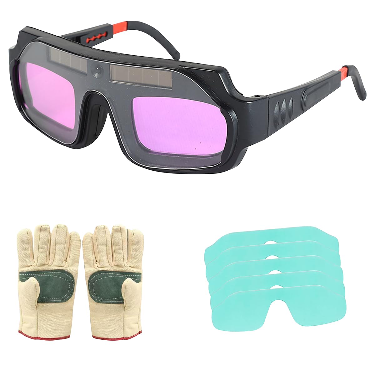 Auto Darkening Welding Glasses with Gloves and PC Lens H934875
