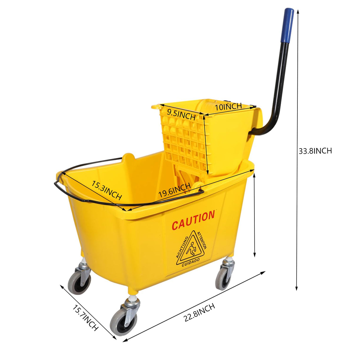 Commercial Mop Bucket with Side Press Wringer on Wheels S39706