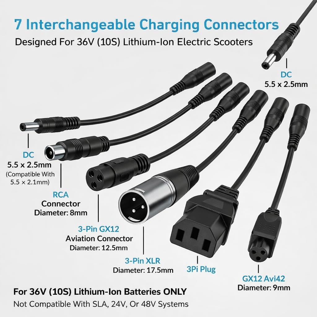 42V 2A Electric Scooter Charger for 36V Lithium Ion Battery X735