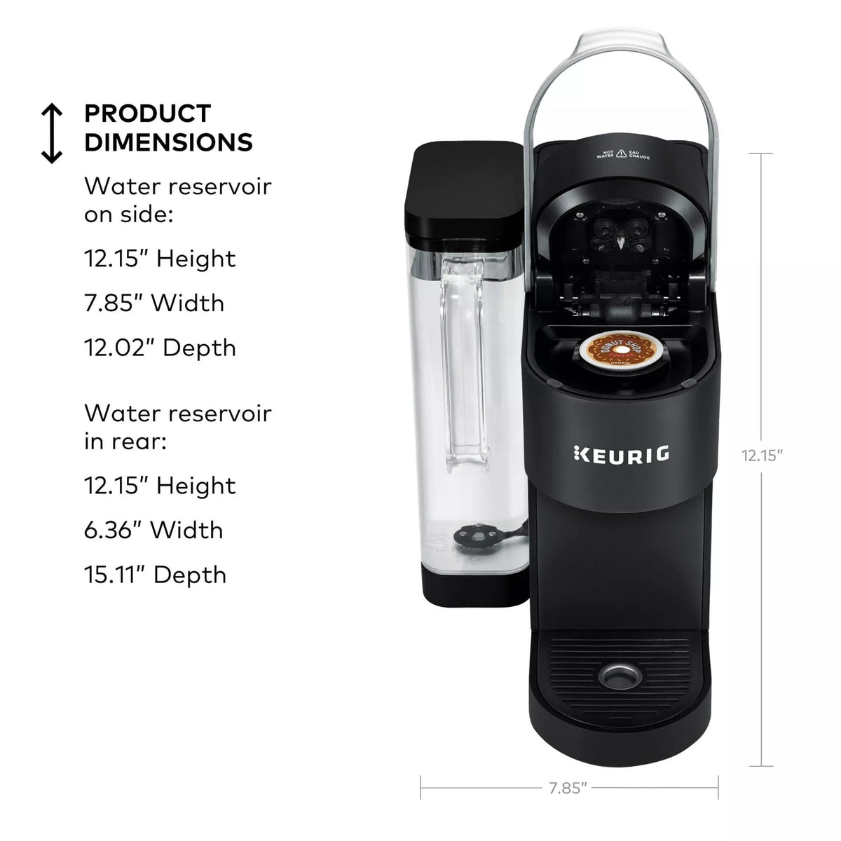 Single Serve K-Cup Pod Coffee Maker, 4 Brew Sizes, 66oz Removable Reservoir, Black F111