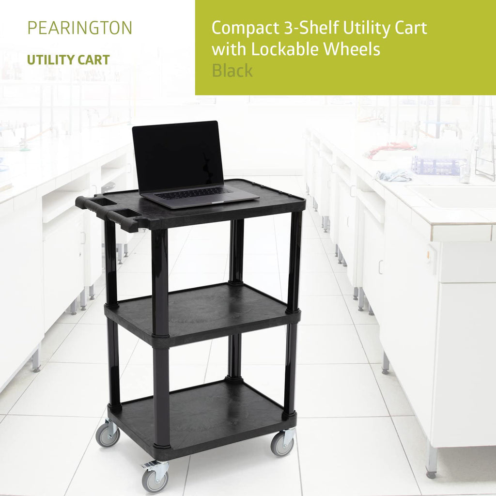 3-Tier Plastic Utility Cart with Lockable Wheels D230