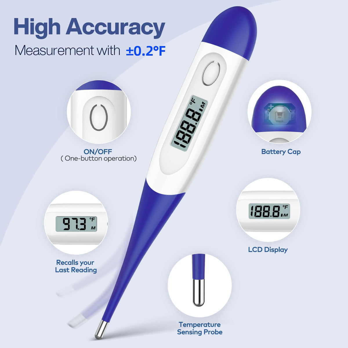 Digital Thermometer Dark Blue Z730