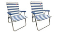 Folding Camp Lawn Chair 2 Pack Blue White Q46964