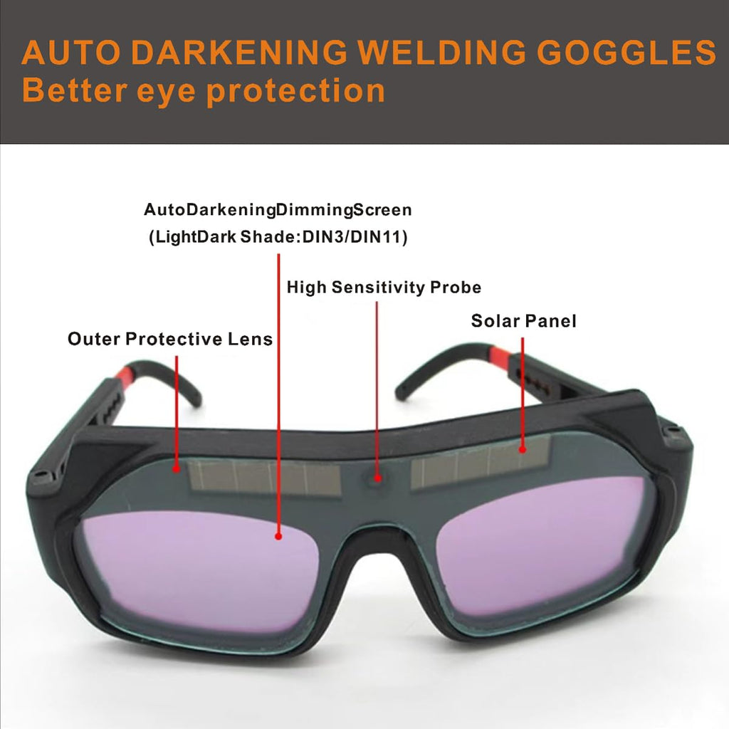 Auto Darkening Welding Glasses with Gloves and PC Lens H934875