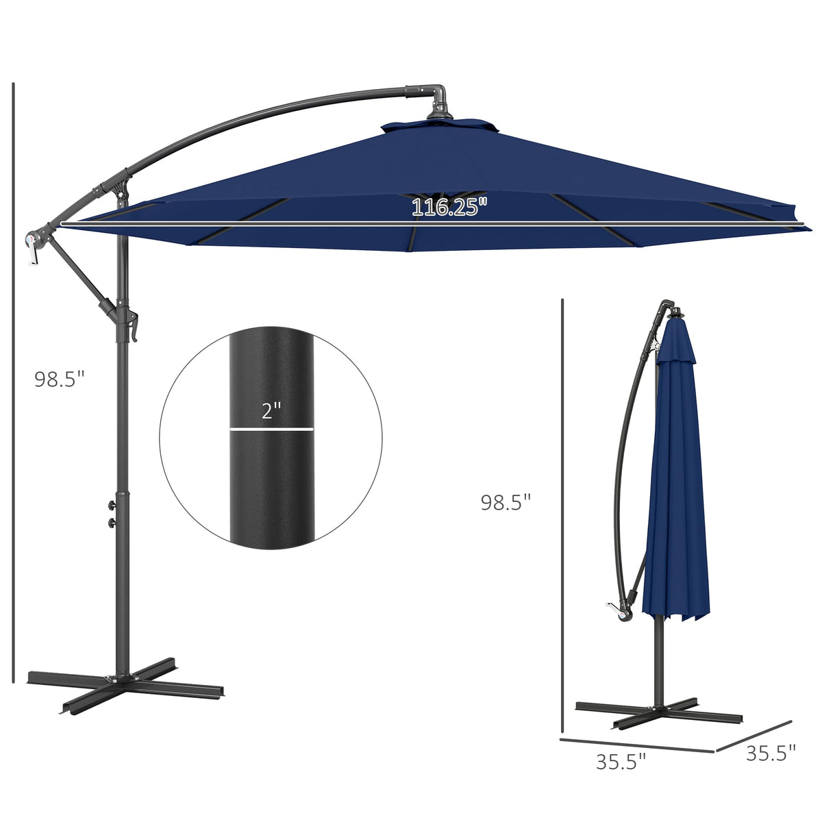 10' Cantilever Tilt Offset Patio Umbrella H293