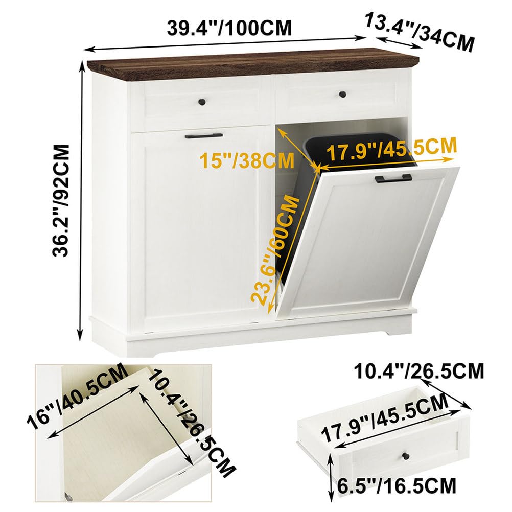Double Tilt Out Trash Cabinet, Antique White L19656
