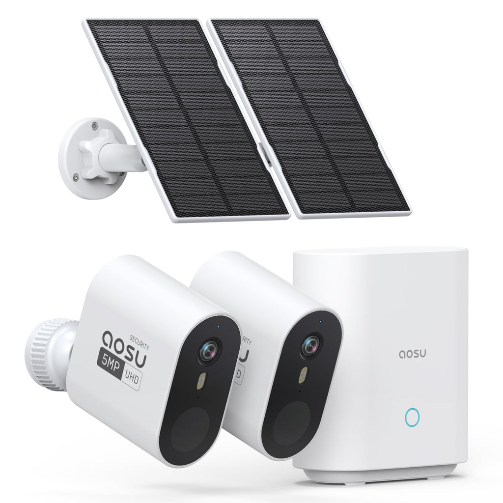 3K/5MP Solar Security Cameras Wireless Outdoor System, 2-Cam-Kit J242