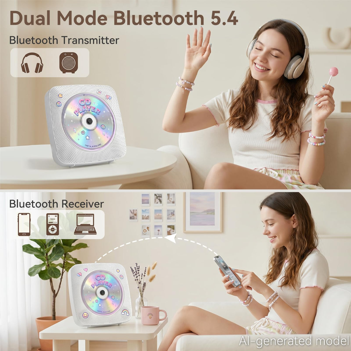 Portable Bluetooth Rechargeable CD Player with Speakers R465911