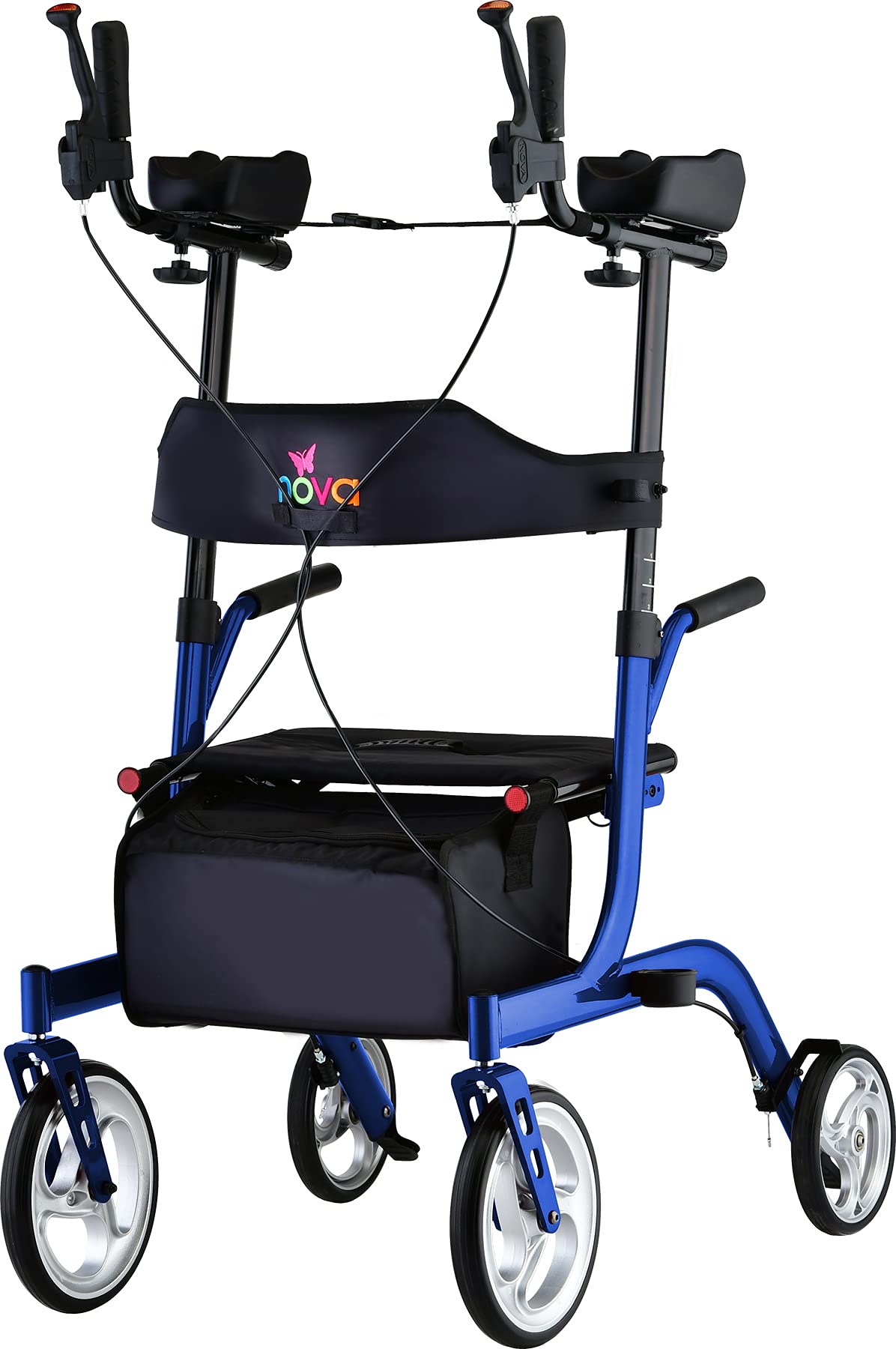 Blue Upright Rollator Walker with 10 Inch Front Wheels Z409