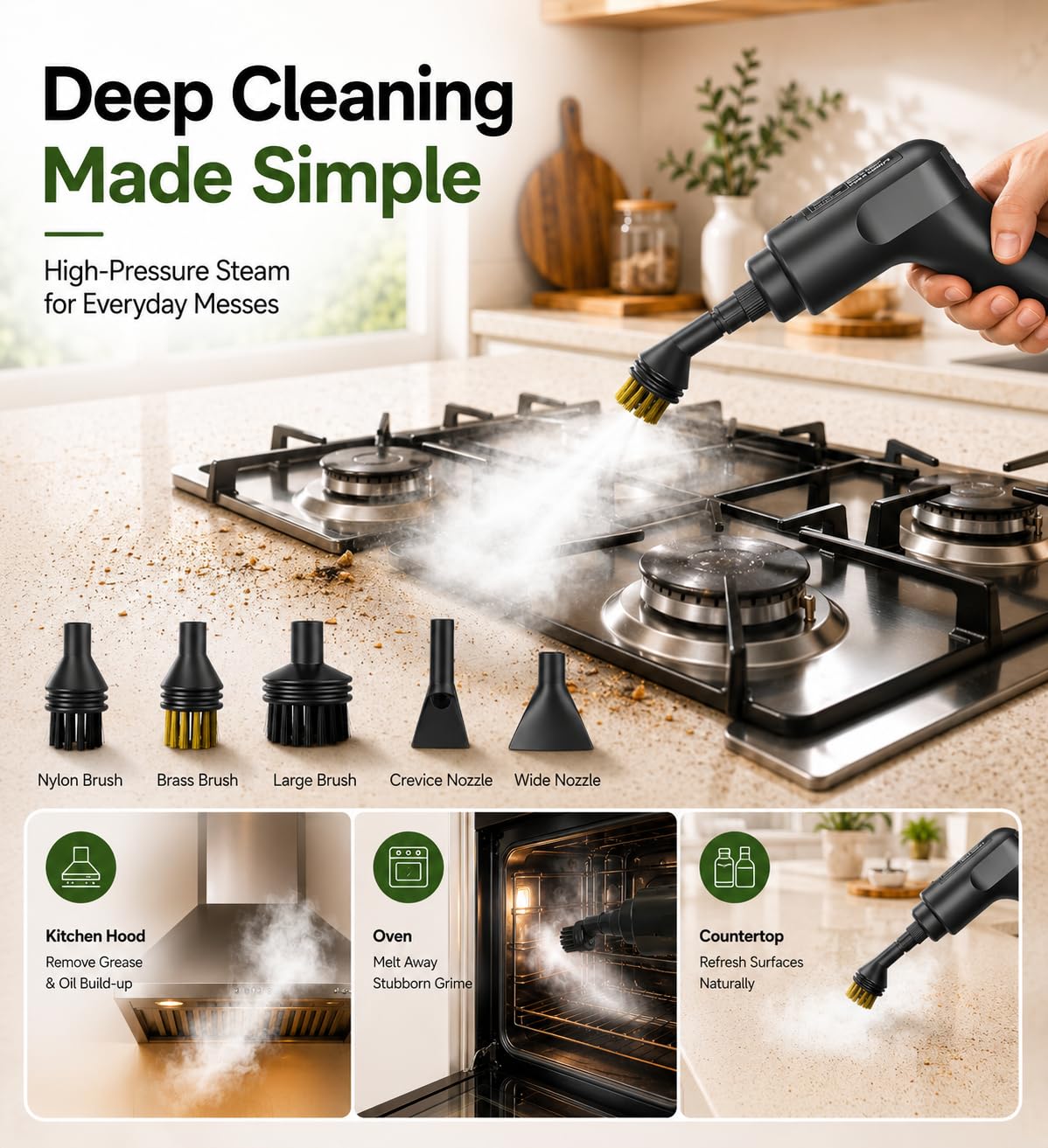 2500W Handheld Steam Cleaner, 3 Steam Levels, 1600Ml Tank Q798
