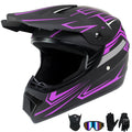 Kids Full Face Motocross Helmet 4-Pcs Set DOT Approved Purple X-Large W563207