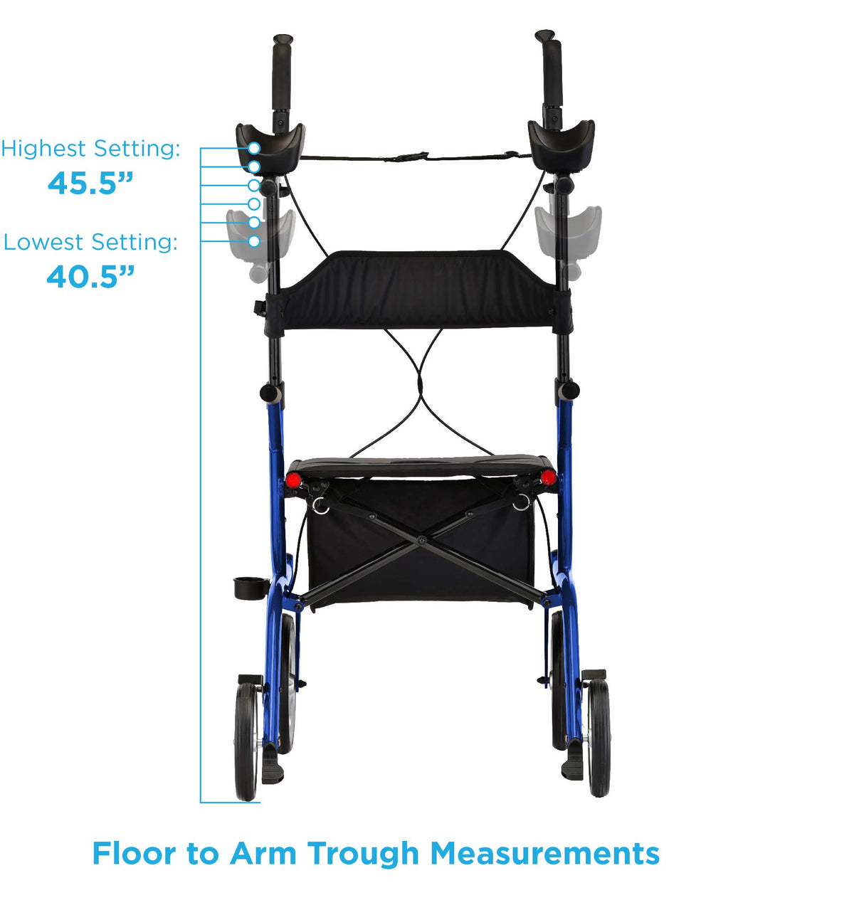Blue Upright Rollator Walker with 10 Inch Front Wheels Z409