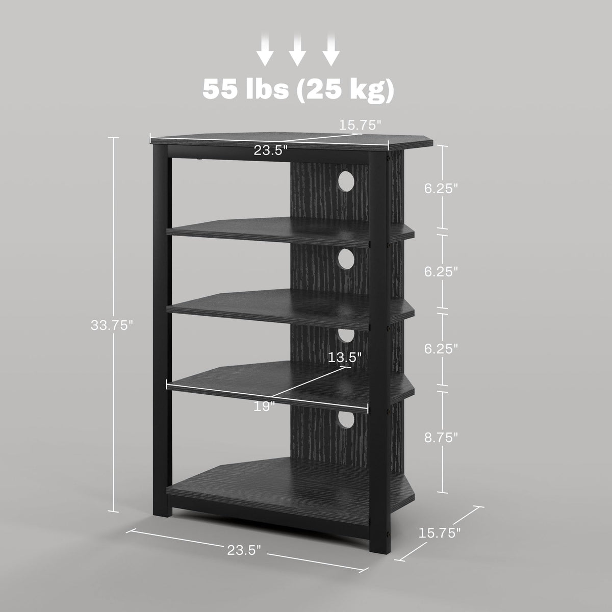 Black 4-Tier Media Stand H4271