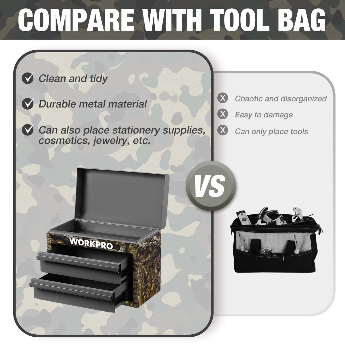 Metal Mini Tool Box with 2 Drawers W689174