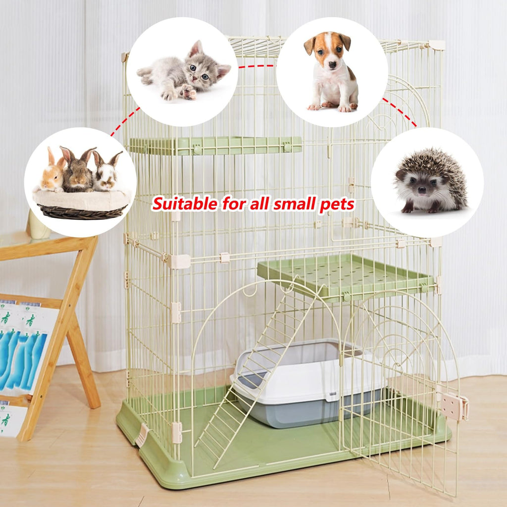 3/4-Tier Wire Cat Cage Playpen Kennel with Hammock H39864