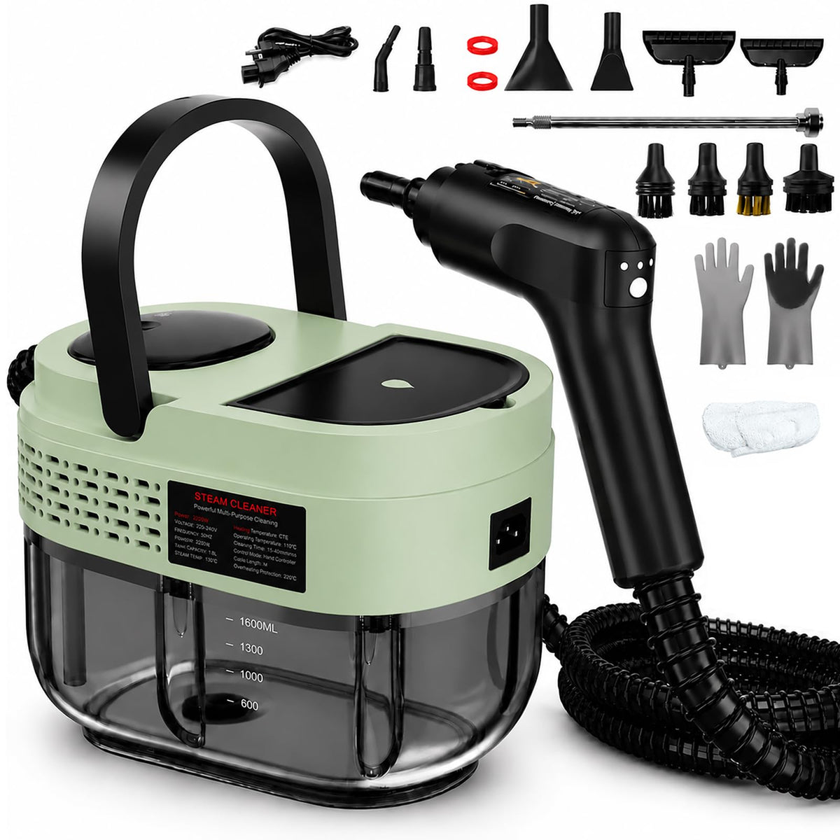 2500W Handheld Steam Cleaner, 3 Steam Levels, 1600Ml Tank Q798