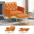 Orange Velvet Accent Chair with Ottoman Y3514